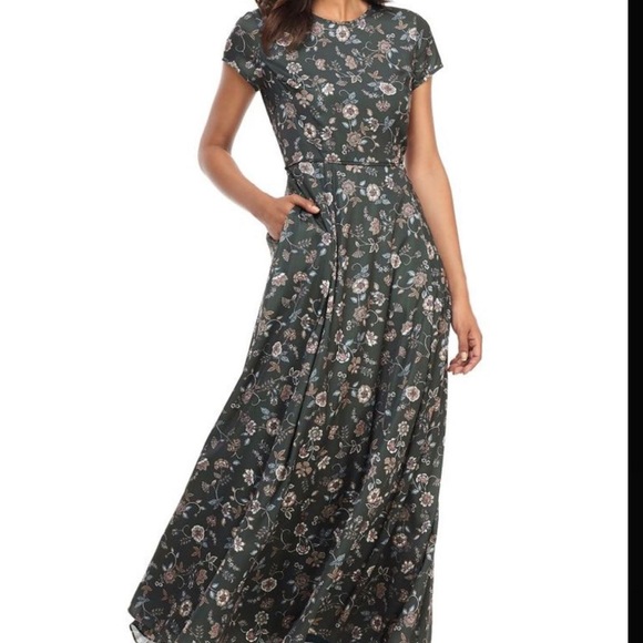 NWT Gal Meets Glam Fan Floral Printed Charmeuse Maxi Dress Autumn Dress size 10 - Picture 6 of 14